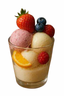 Ice cream with fruit / granita